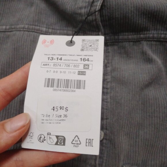 Grey Zara Corduroy Children's Shacket - Picture 2 of 5